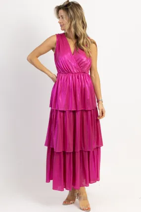 X'S   O'S SHIMMER TIERED MAXI DRESS