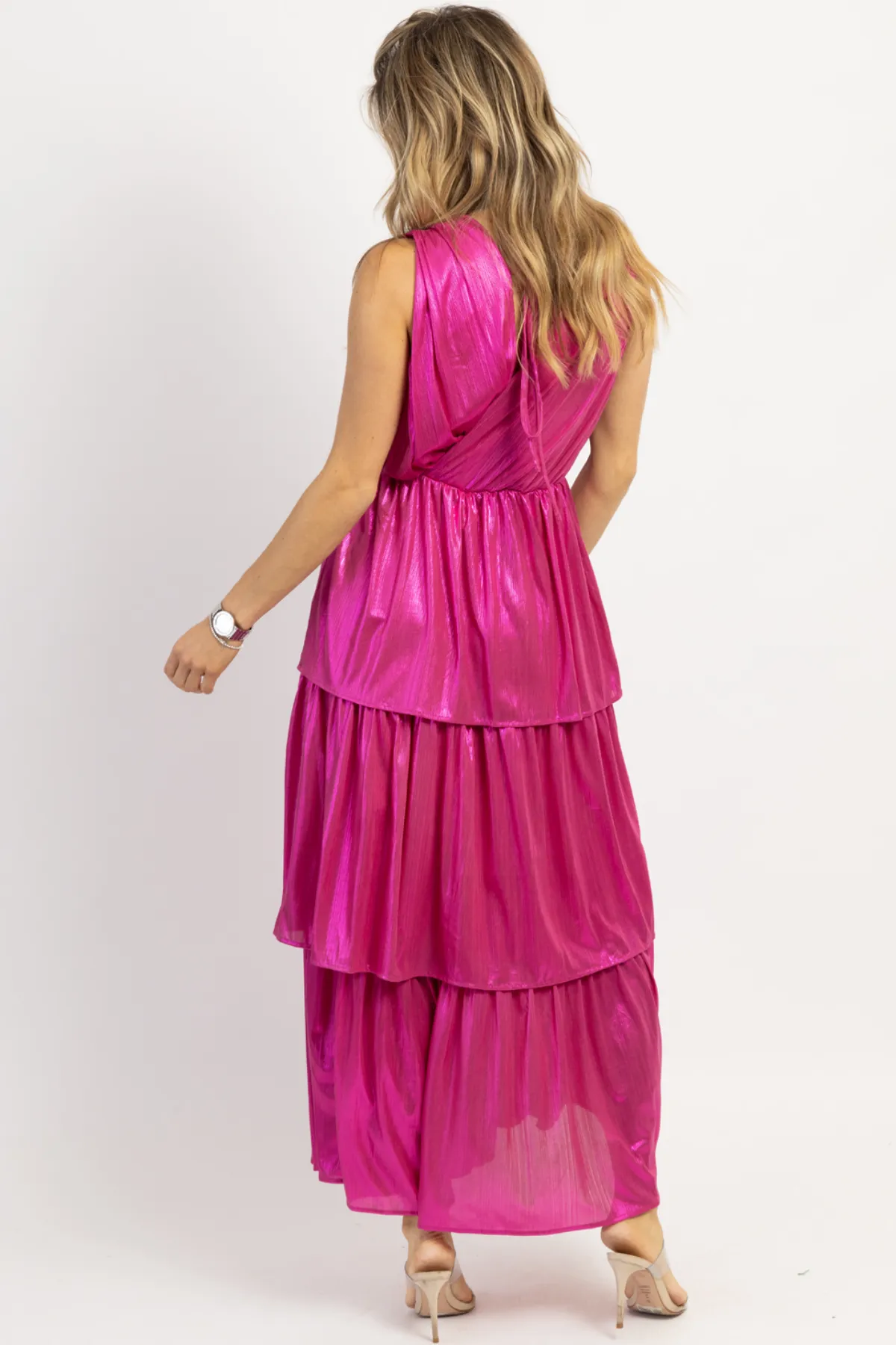 X'S   O'S SHIMMER TIERED MAXI DRESS