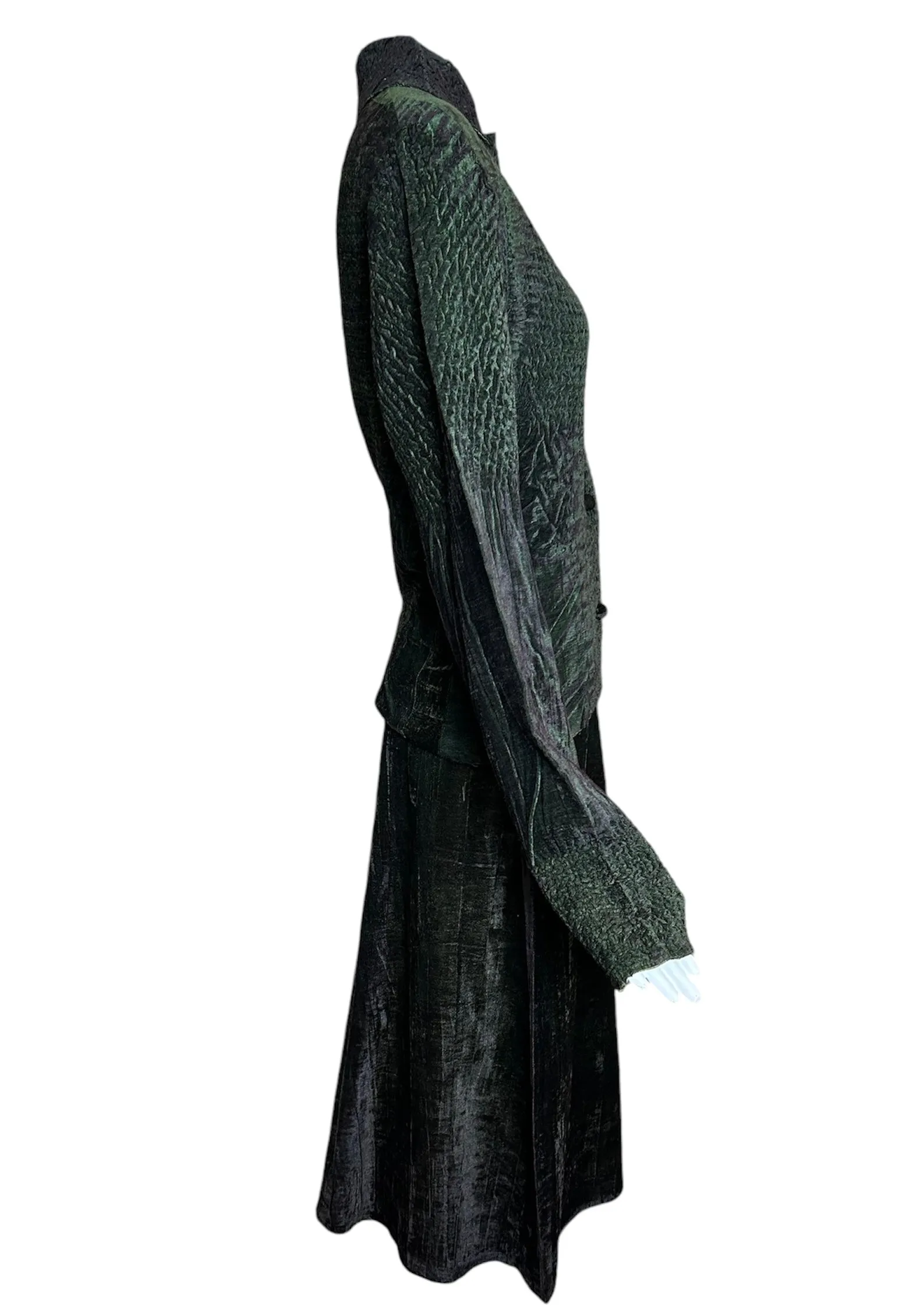 Yoshiki Hisinuma 2000s Velvet Green Textured Avant-Garde Ensemble, New/Old