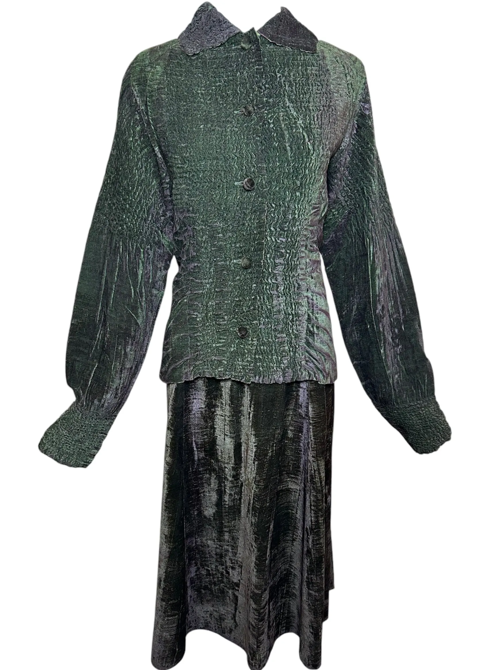 Yoshiki Hisinuma 2000s Velvet Green Textured Avant-Garde Ensemble, New/Old