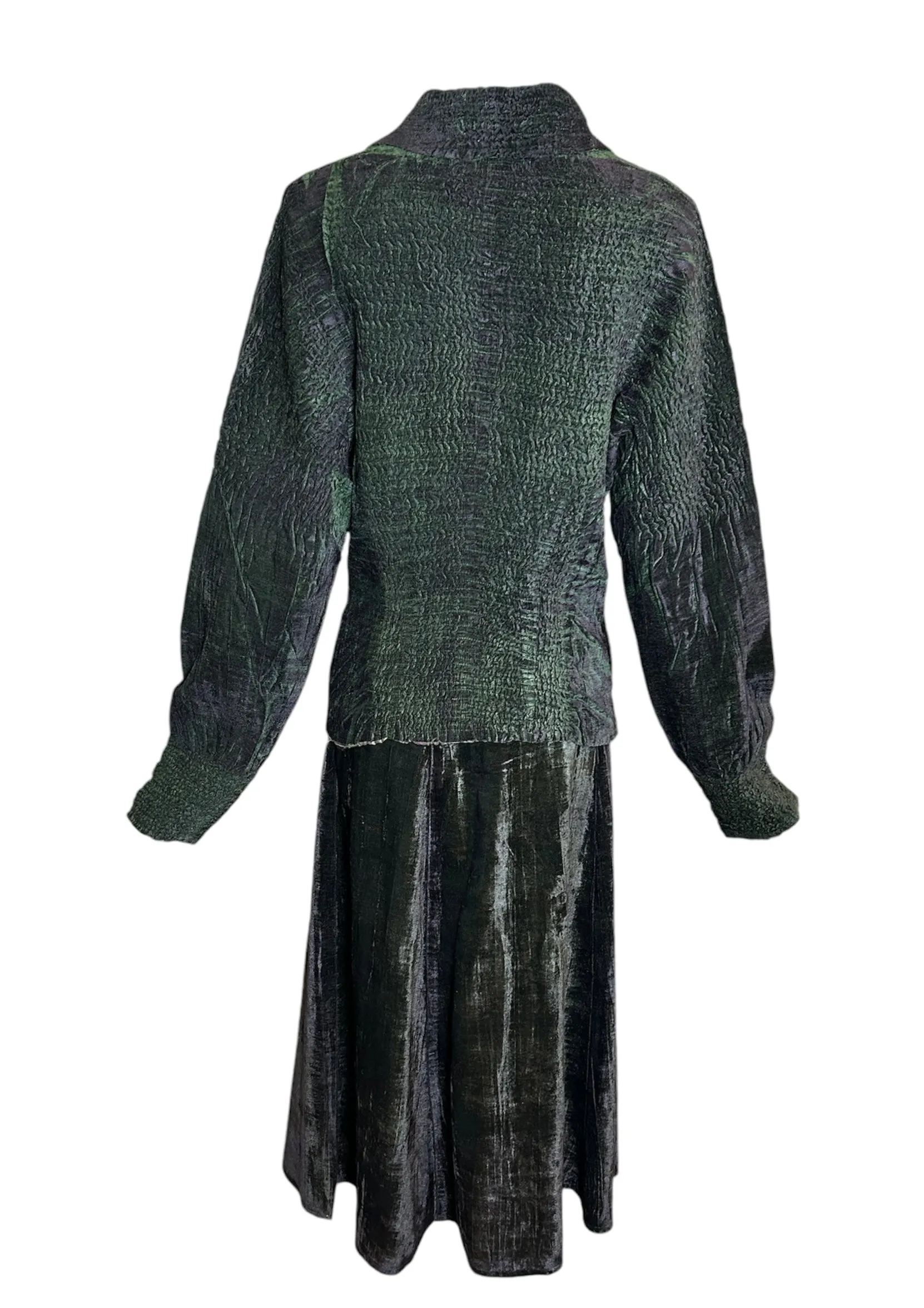 Yoshiki Hisinuma 2000s Velvet Green Textured Avant-Garde Ensemble, New/Old