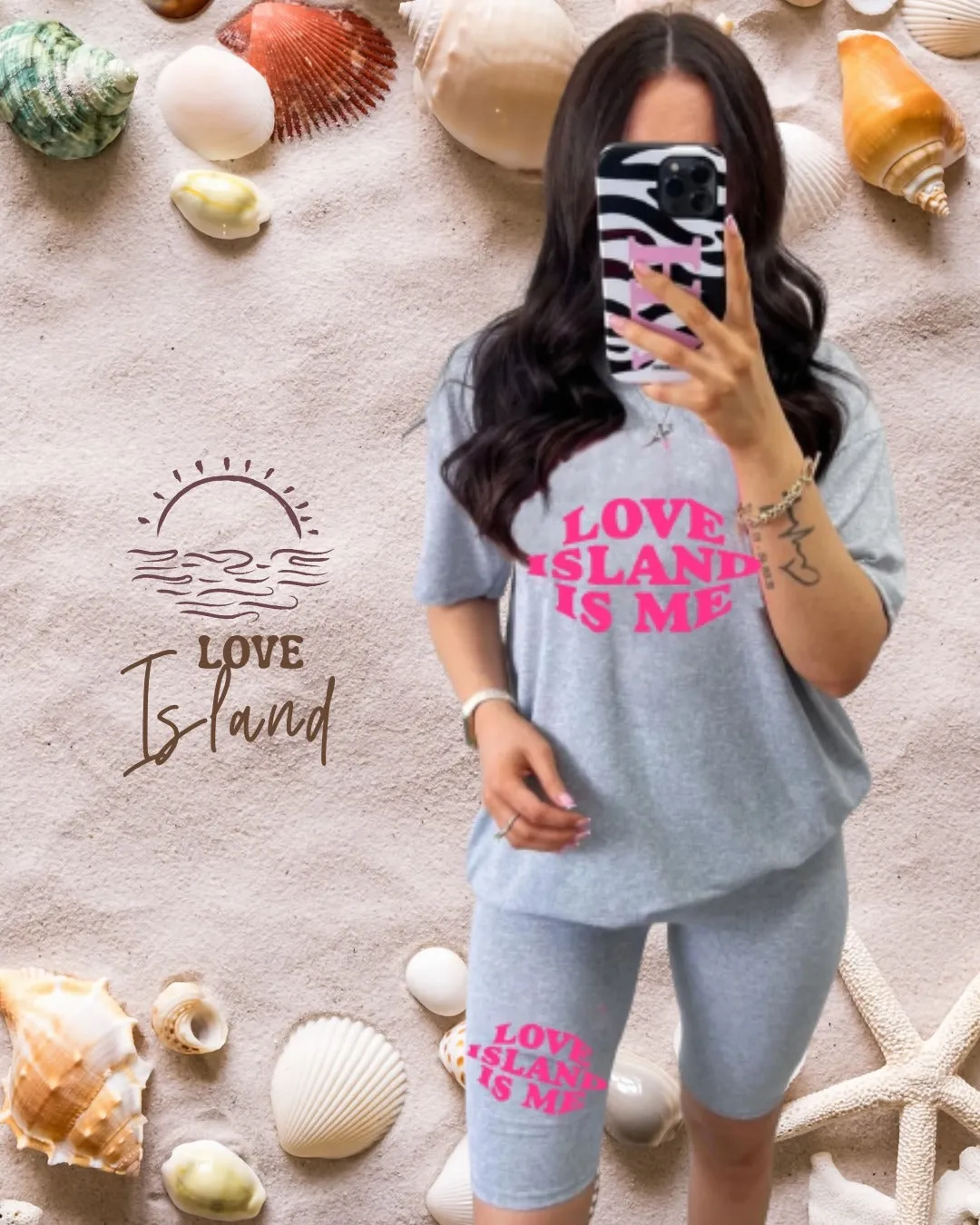 YOUR LOVE ISLAND - BEIGE BAGGY TOP & CYCLING FIT SHORTS