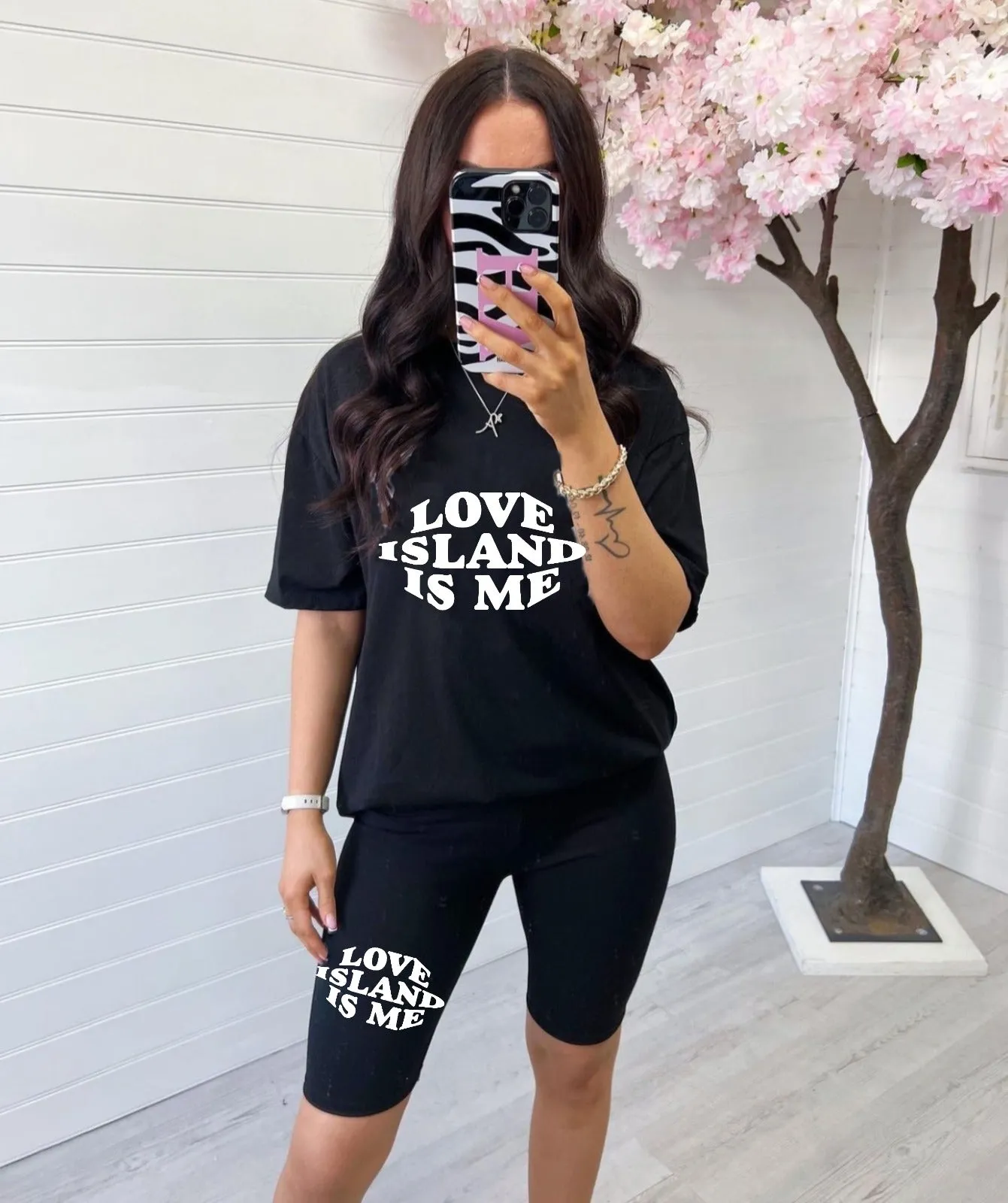 YOUR LOVE ISLAND - BLACK  BAGGY TOP & CYCLING FIT SHORTS