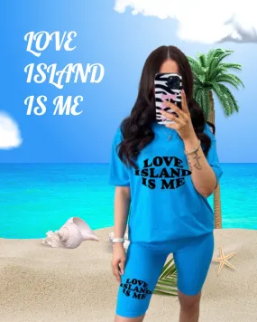 YOUR LOVE ISLAND - BLUE BAGGY TOP & CYCLING FIT SHORTS