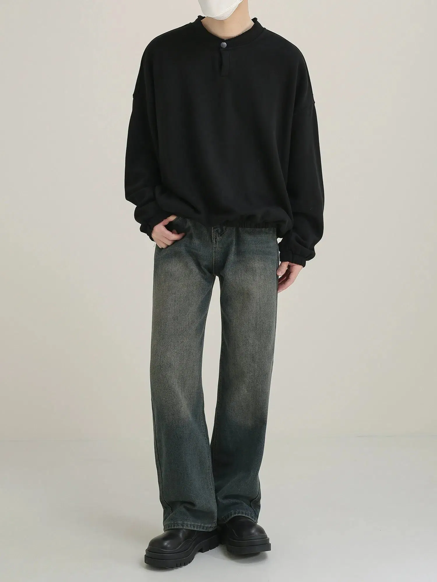 Zhou Ruched Hem Henley Shirt