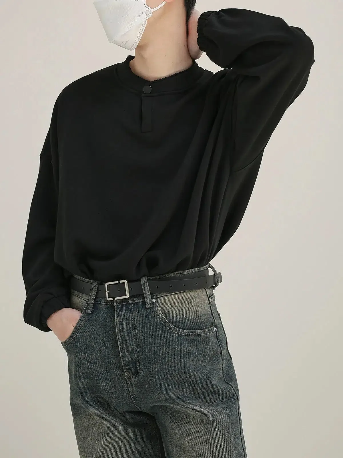 Zhou Ruched Hem Henley Shirt