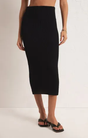 ZSU Aveen Midi Skirt in Crinkle Black